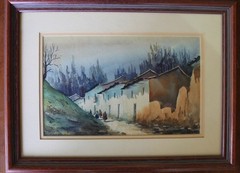 Original vintage watercolor of Cuzco, Peru