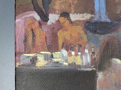 Original Dennis Nash 1947-2016 British Acrylic Painting Canvas New York Bar