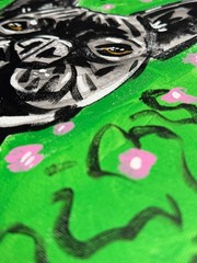 Unique 12×16″ Pop Art Acrylic Painting: French Bulldog on Stretched Canvas