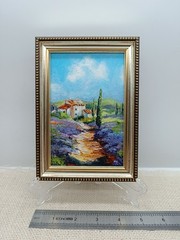 Lavender Original Oil Painting 4×6 Framed Signed Provence Landscape France Art