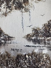 Vintage Chester Lewis PEREZ 3D Textured Impasto Oil Painting Landscape 8×10 Fram