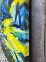LARGE MODERN ABSTRACT ORIGINAL OIL PAINTING – 47 in x 60 in