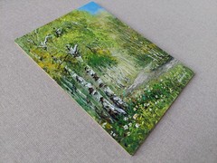 Birch Grove Original Oil Painting, Soft gold Light In summer Landscape Artwork