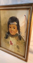 Vintage Oil Child Portrait – Signed Stone – Indigenous Style – 12×16 Canvas