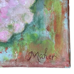 Original Painting Acrylic Hydrangeas Flowers Canvas Distressed Signed 10 X 10”