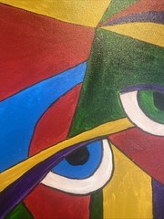 Abstract People,man And Woman,cubism,couple 16/20 Original Painting On Canvas,