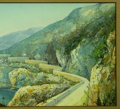 Listed M. GIANNI Maria Michele Antique Gouache Painting Bay of Naples Italy