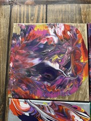 Original Acrylic Pour Painting Abstract Art signed canvas Lot Of 6- 10”x10”
