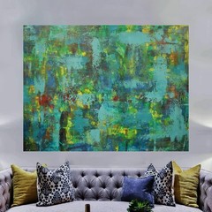 Mark Little Original Giant Canvas Painting 84”X62” (7 Foot) Abstract Modern XL
