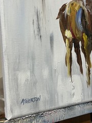 Atherton 11×14 Original Expressionism Acrylic Painting „Deer snow forest“ signed