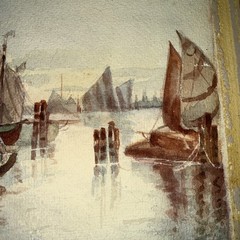 Vintage nautical Water Color Painting 19x 10 Signed AF Collin’s, NO FRAME