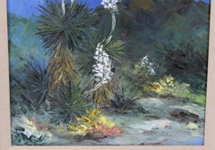 Alix Stefan 16×20 Vintage Oil Painting Desert Yucca Flower Carved Mexican Frame