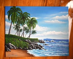 Hawaii Island Oil Painting Original Maui Coast Artist Signed Sold One of a Kind