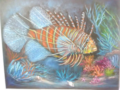 Original Hand Painting Lion Fish Seaside Coastal Artwork 16×20 Canvas Wall Art