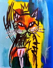 Queen Cat Colorful Original Signed Acrylic 11×14 Modern Street Wall Art BACH