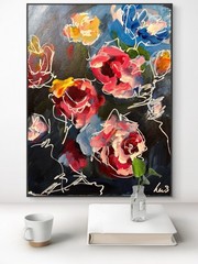 SAMATOWIC Original Abstract Expressionism 12×16 Flowers Colorful Signed Art 572