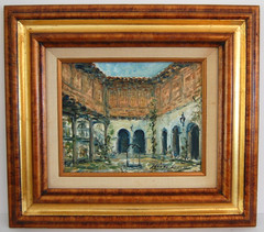 Original Oil Painting „Interior Colonial Patio“ Old Havana Cuba 10×8 Hecto Vidal