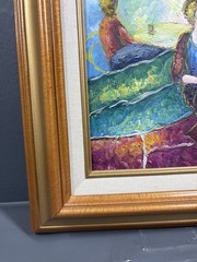 Two Women Vintage oil Painting signed T. Denver 15×13