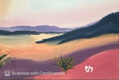 Desert Landscape with Cactus Original Acrylic Painting 14X11 Signed Canvas Art