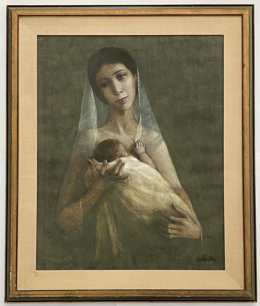 Wade Reynolds Mid Century Mother Veil Child Portrait Figure Modernism Painting