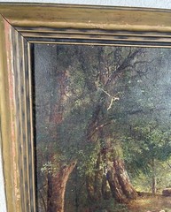Antique Henry Moore Welsh Man Lake Landscape Oil Painting 19th Century English