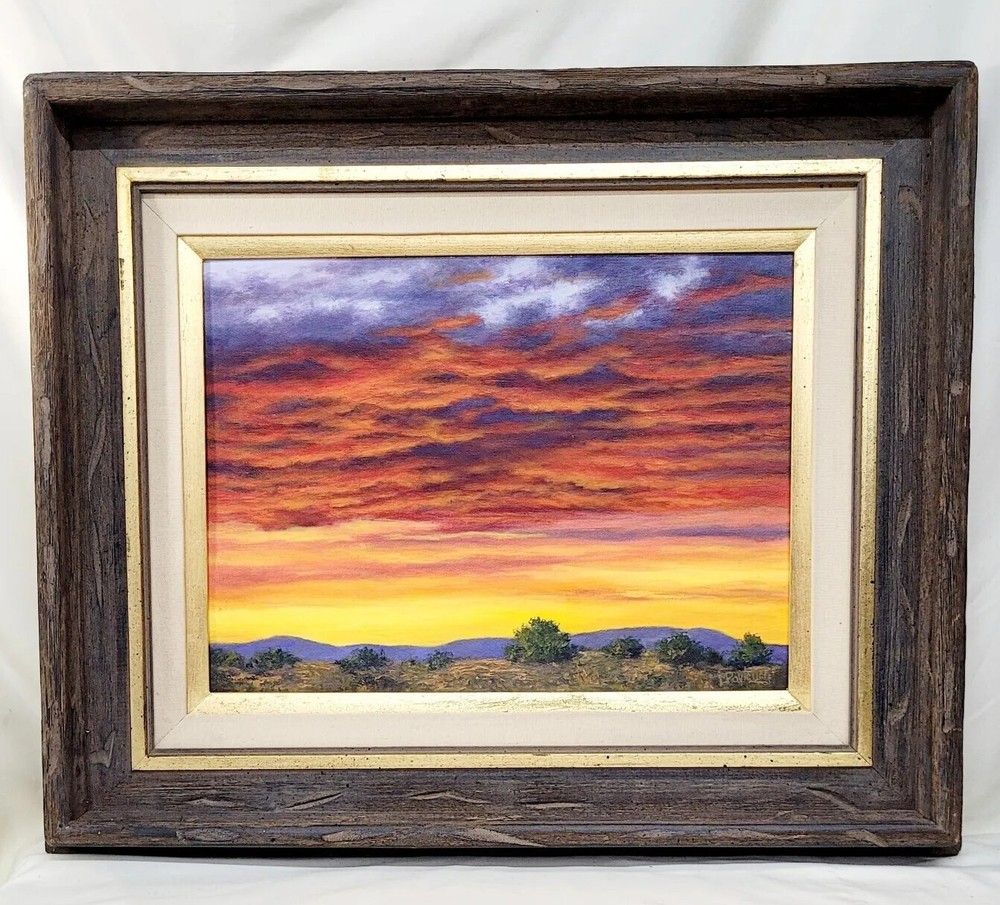 2009 Signed/Framed „Sunset“ Oil Painting by Martin Pavletich/Orange Red/Yellow