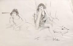 Harry Carmean impressionism drawing of seated woman has flaws