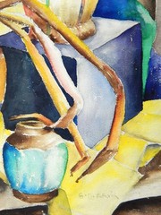 ARTIST G.D. ERVIN SIGNED ORIGINAL PAINTING WATERCOLOR 1920s 22×25 VINTAGE