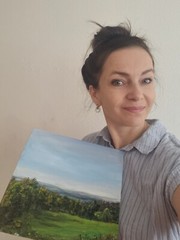 Original Oil Painting Landscape 10×10 Swiss Apls Handmade Art