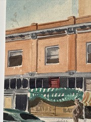 Antique Painting Wpa Regionalism American Urban Street Scene Edwin Jaquet Texas