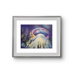 Original Acrylic Pastel UFO Hand Painted 9 x 12 In Paper
