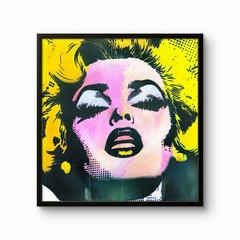 GERARD 16X16 IN-Abstract Pop Expressionist Original Painting Canvas Girl