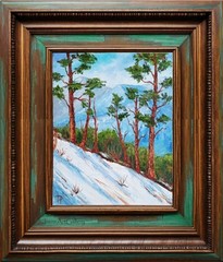 Winter Pine Forest Landscape Oil Painting Handmade Wall Art by Irene Pandin