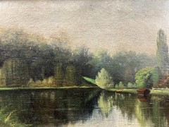 Oil/Panel School French Xixth View Italy-Les-Lys Melun Paris France