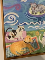 Karen Fields Dogs On The Beach Canvas Painting 19×19