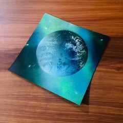 Azure Serenity- Handcrafted Spray Painted Planet Art on Paper