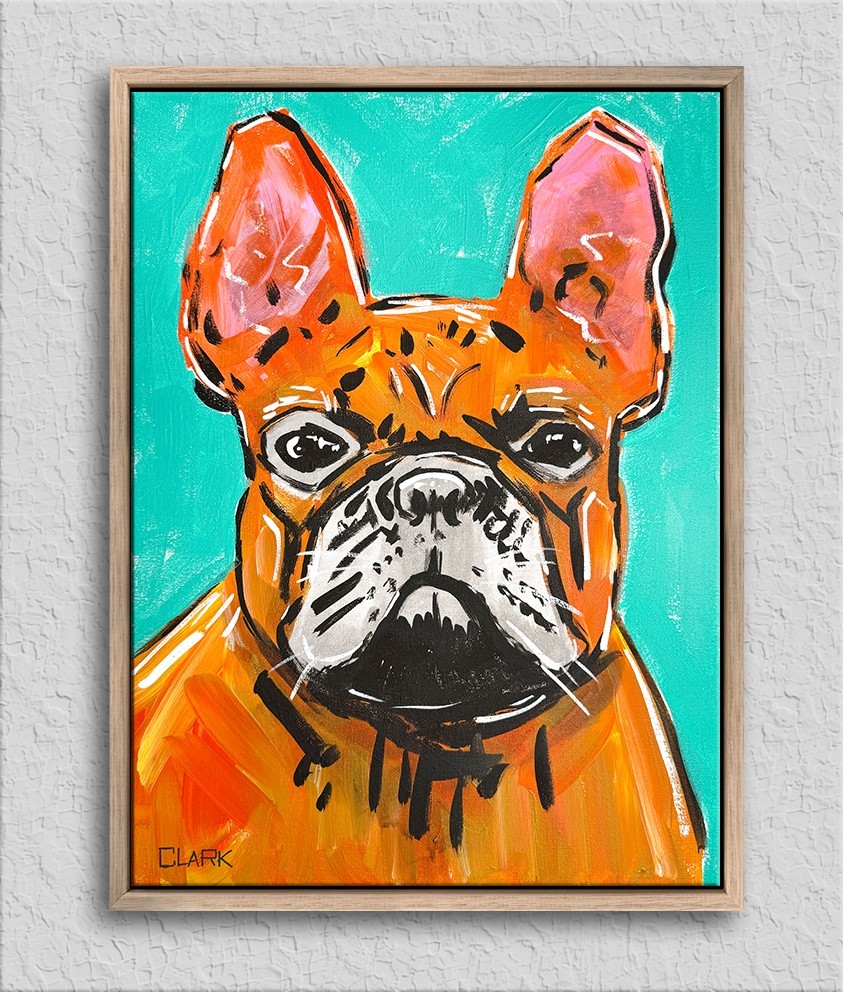 Original French Bulldog Pop Art Acrylic Painting – 16×12″ Stretched Canvas