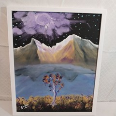 Psychedelic „Magic Moon“ By Edwin John Oil Painting Black Canvas Framed 2026