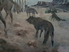 California USA Cowboy Artist Jack Swanson „Winter Peril“, 1952 Shop Studio TORNO