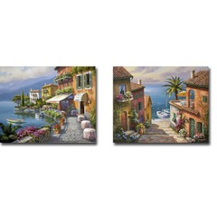 Seaside Bistro Cafe & The Villas Private Dock by KIm Canvas 2-pc Set (12×15 ea)