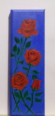 Original Roses Painting Set Red & White flowers 9×3 Modern Floral Wall Art Decor