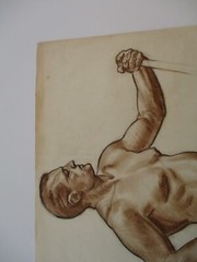 Antique Drawing Man Men Portrait 1930’s American Listed Jules Rauschert Wpa
