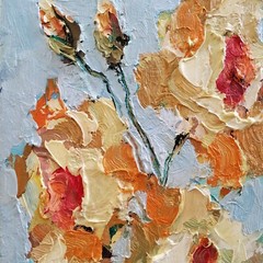 Peonies Painting Flowers Art Floral Original Oil Semi Abstract Modern Artwork