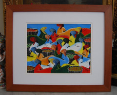 CUBAN ART FRAMED OIL ON CANVAS CUBAN HATIAN STYLE MARKET SCENE #1 ARTIST: FROOY