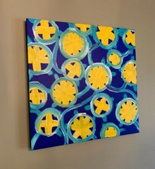ABSTRACT Painting Original TRIPPY Art 24″x24″ Stretched Canvas