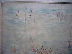 Irene Hoffar Reid (1908-1994) Vancouver Beach Sailing Watercolor 1970 17″ x 13″