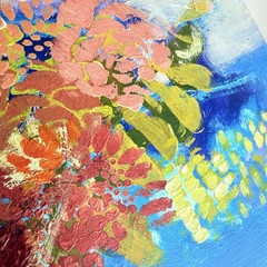 Original Abstract Art Acrylic Painting Floral Tracy Eau Claire Wood Panel 8×10″A