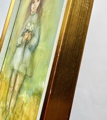 Early Original Donna Howell-Sickles Painting Portrait of Girl 1972 Texas Vintage