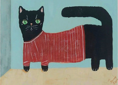 BOGO, Art PRINT of Original Painting, Folk Art, Cat Art, Naive Art, Outsider Art