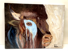 „Head of an American Buffalo“ by Hudson Canvas Wrap Painting 2015